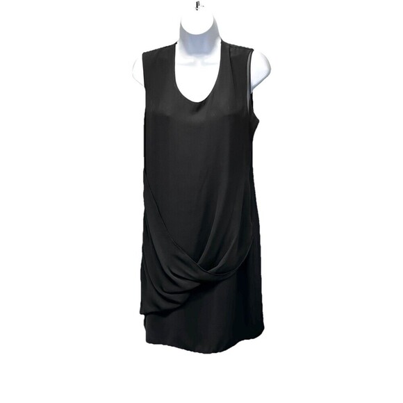 AllSaints Afia  Black Dress Size 8 Black Mini Twist Overlay Party Ready Side zip - Picture 7 of 13